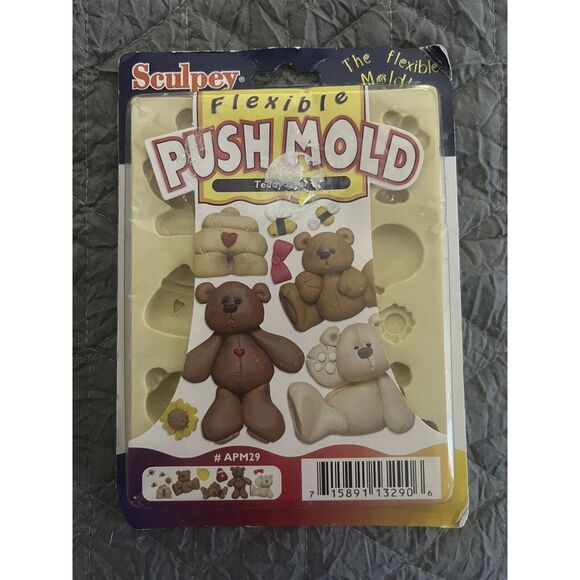 Other - NEW Vintage 2001 Sculpey Flexible Push Mold APM29 Teddy Bear